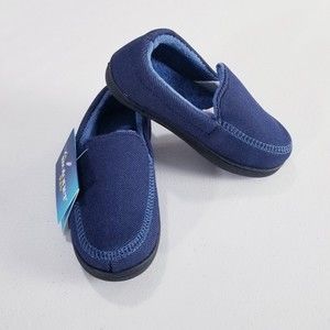 Isotoner Kids Chandler Moccasin Slippers Size 9-10 Navy Blue NEW Boys